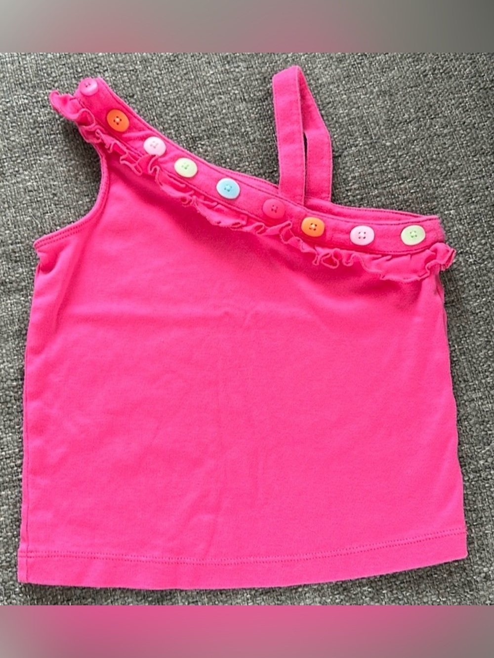 Gymboree Girls Hot Pink One Shoulder Camisole Tank Top Ruffle Accent Buttons 6